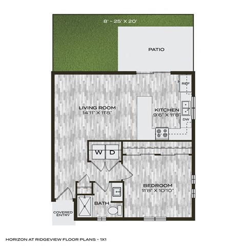 Horizon at Ridgeview 1x1 Floor Plan